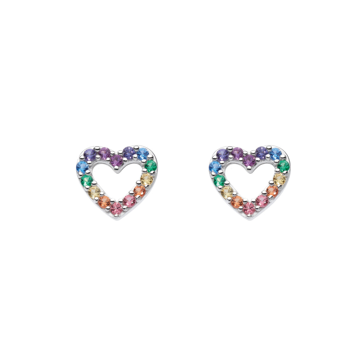 Dew Open Heart Rainbow Cubic Zirconia Stud Earrings