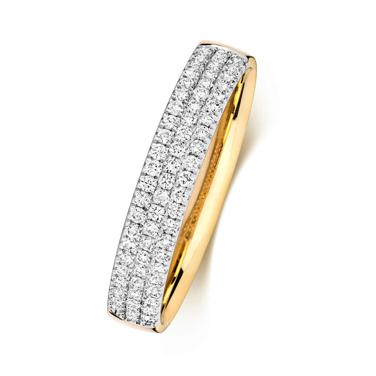 18ct Yellow Gold Diamond 3 Row Ring