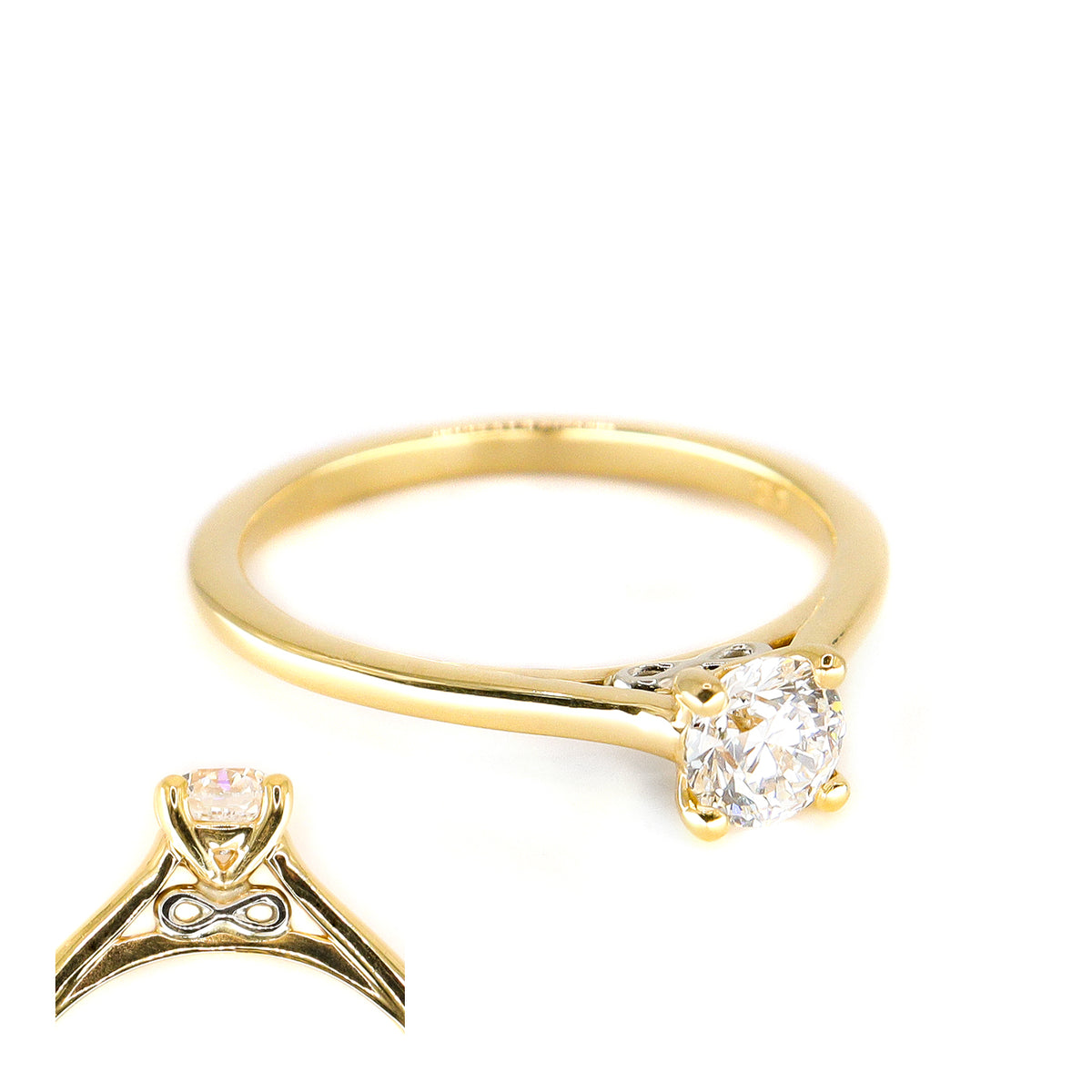 18ct Yellow and White Gold Infinity0.50ct Certificated Round Brilliant Cut Diamond Solitaire