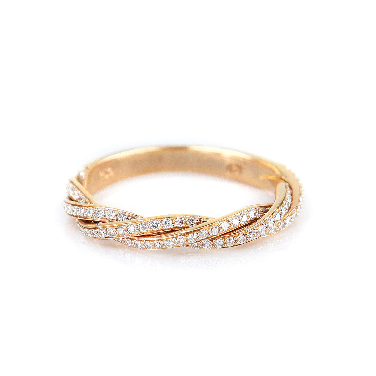 18ct Rose Gold & Diamond Twist Half Eternity Ring