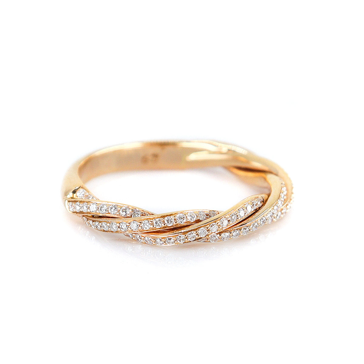 18ct Rose Gold & Diamond Twist Half Eternity Ring