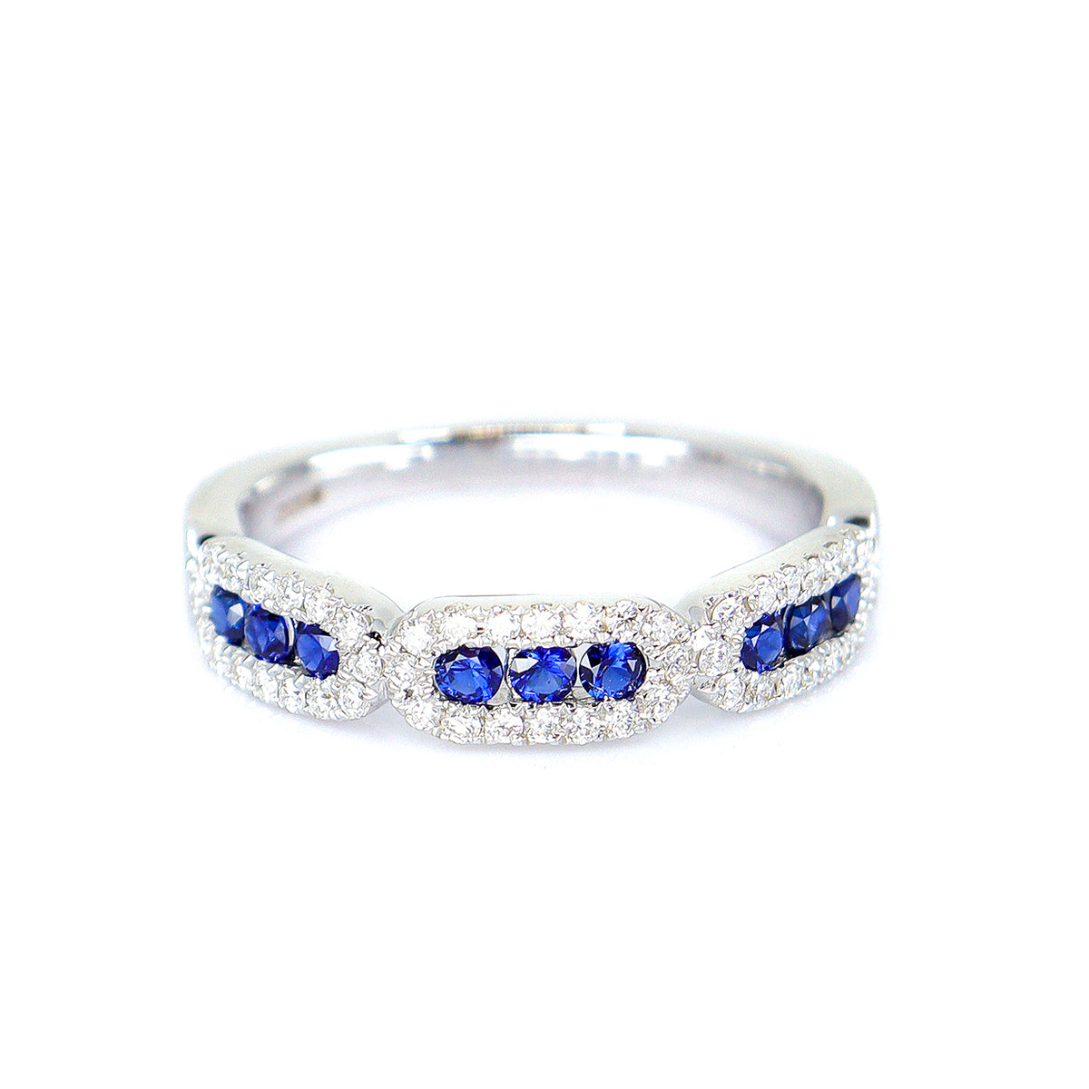 18ct White Gold Sapphire & Diamond Half Eternity Ring