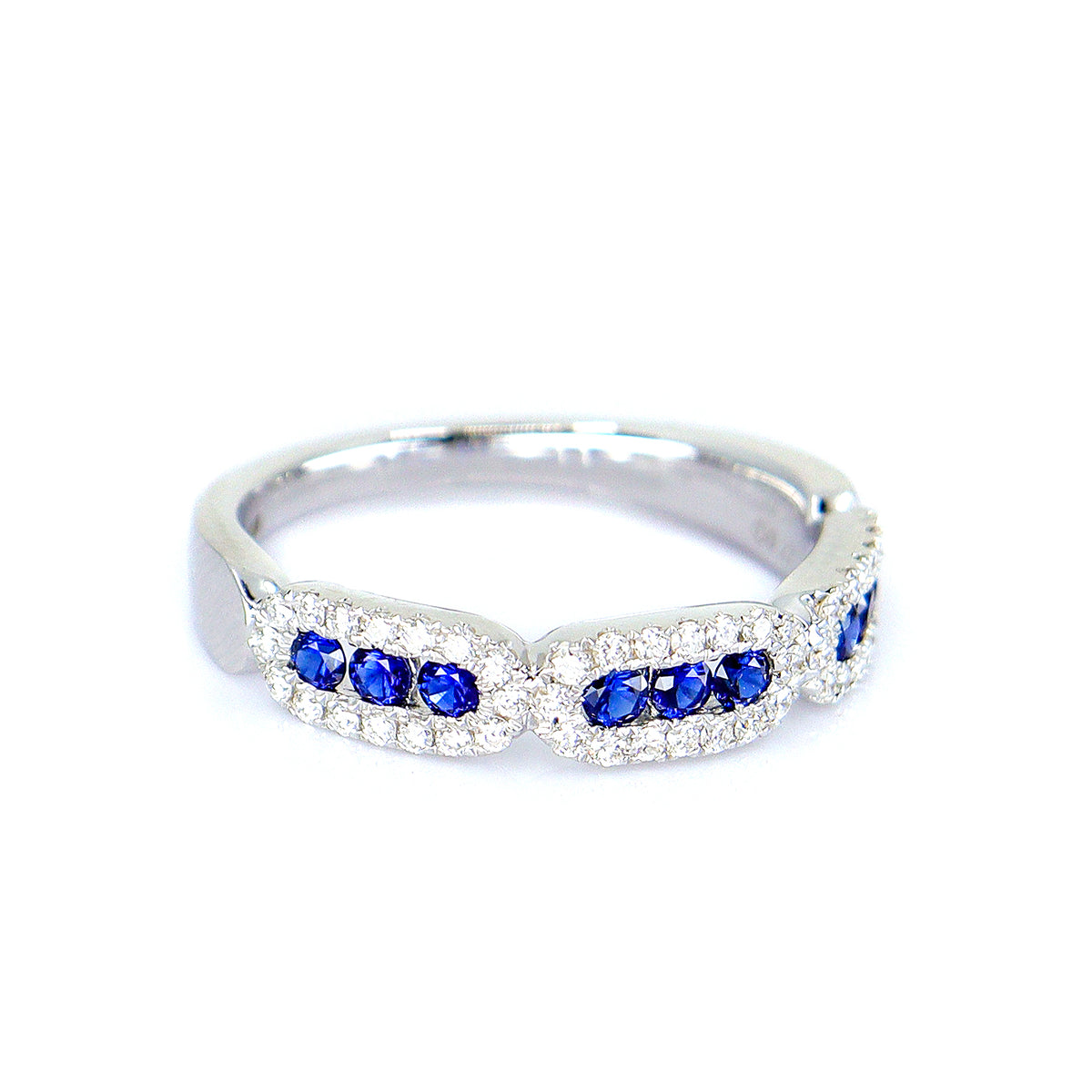 18ct White Gold Sapphire & Diamond Half Eternity Ring