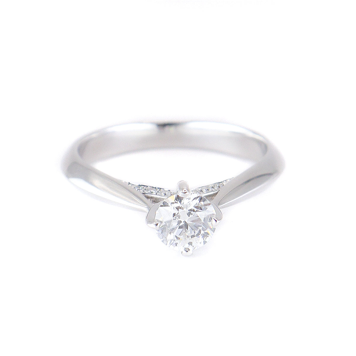 Platinum Round Brilliant Cut 0.50ct + 0.06ct Diamond Solitaire Ring