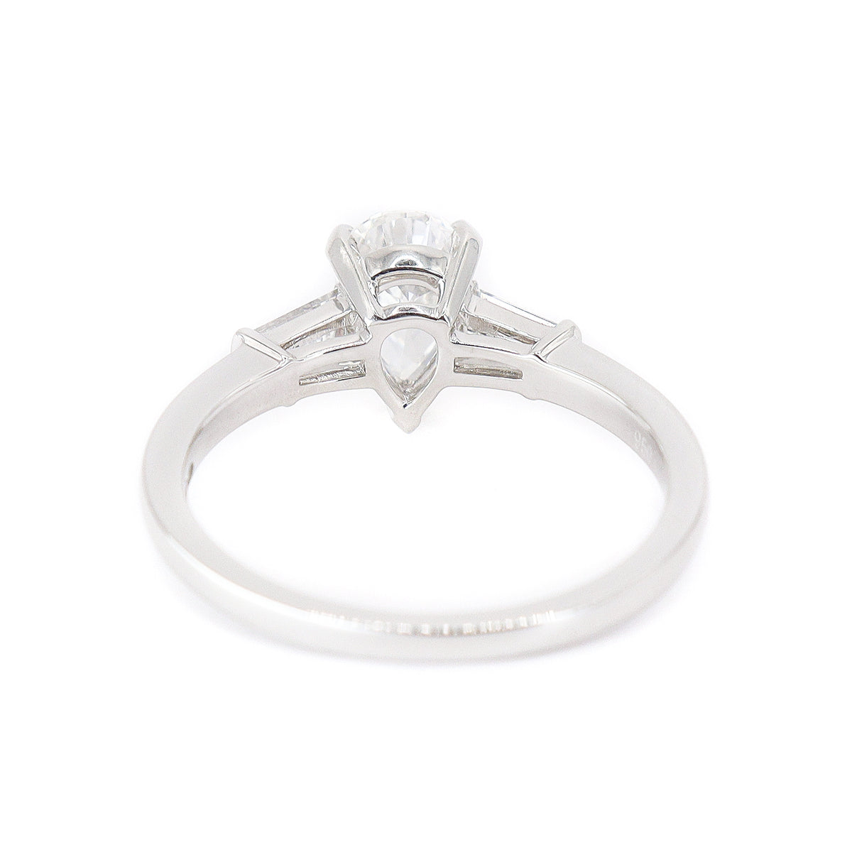 Platinum Certificated Pear Shaped 0.70ct + 0.34ct Diamond Solitaire Ring