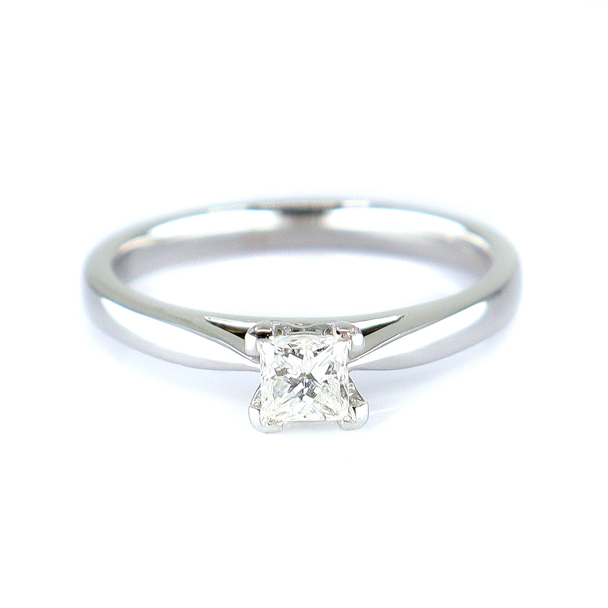 Platinum Princess Cut 0.37ct Diamond Solitaire Ring