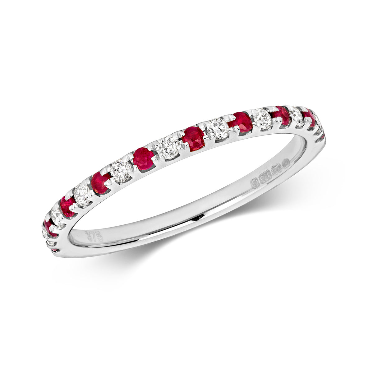 9ct White Gold Ruby & Diamond Eternity Ring