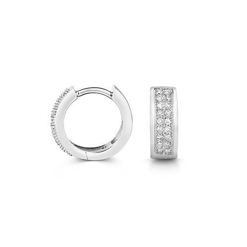 9ct White Gold 0.15ct Diamond 'Huggie' Hoops