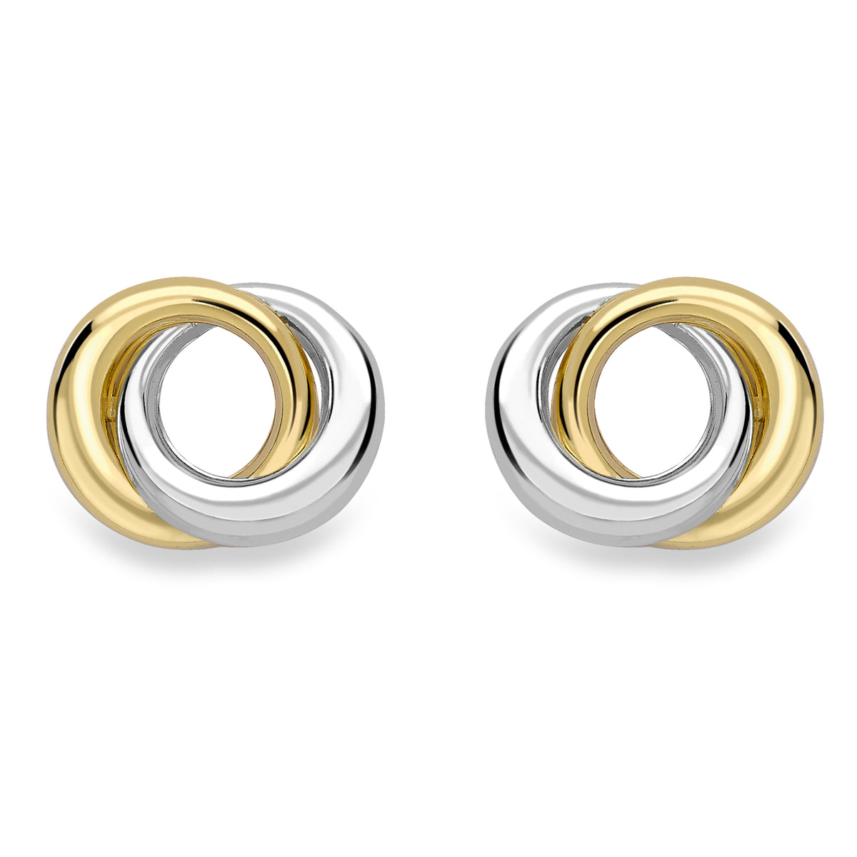 9ct 2 Colour Interlocking Stud Earrings