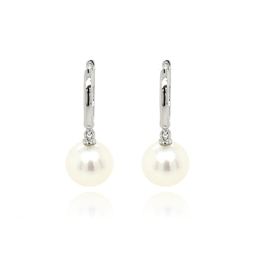 9ct White Gold Culture Pearl Huggy Earrings