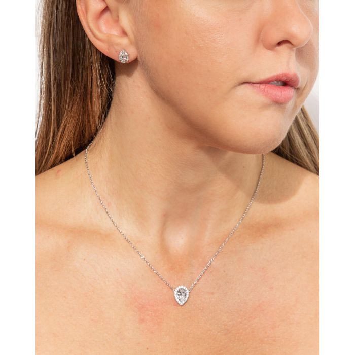 Diamonfire Silver Teardrop Cubic Zirconia Pendant