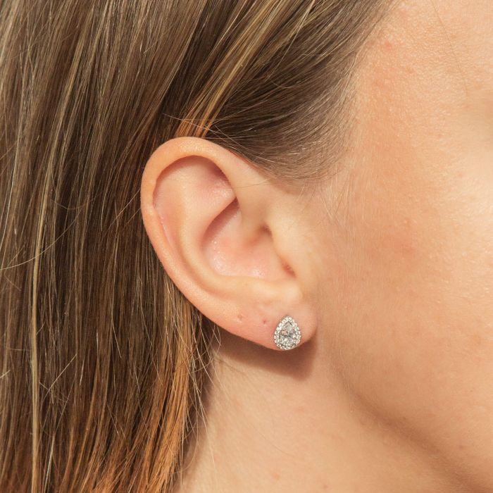 Diamonfire Silver Teardrop Cluster Earring