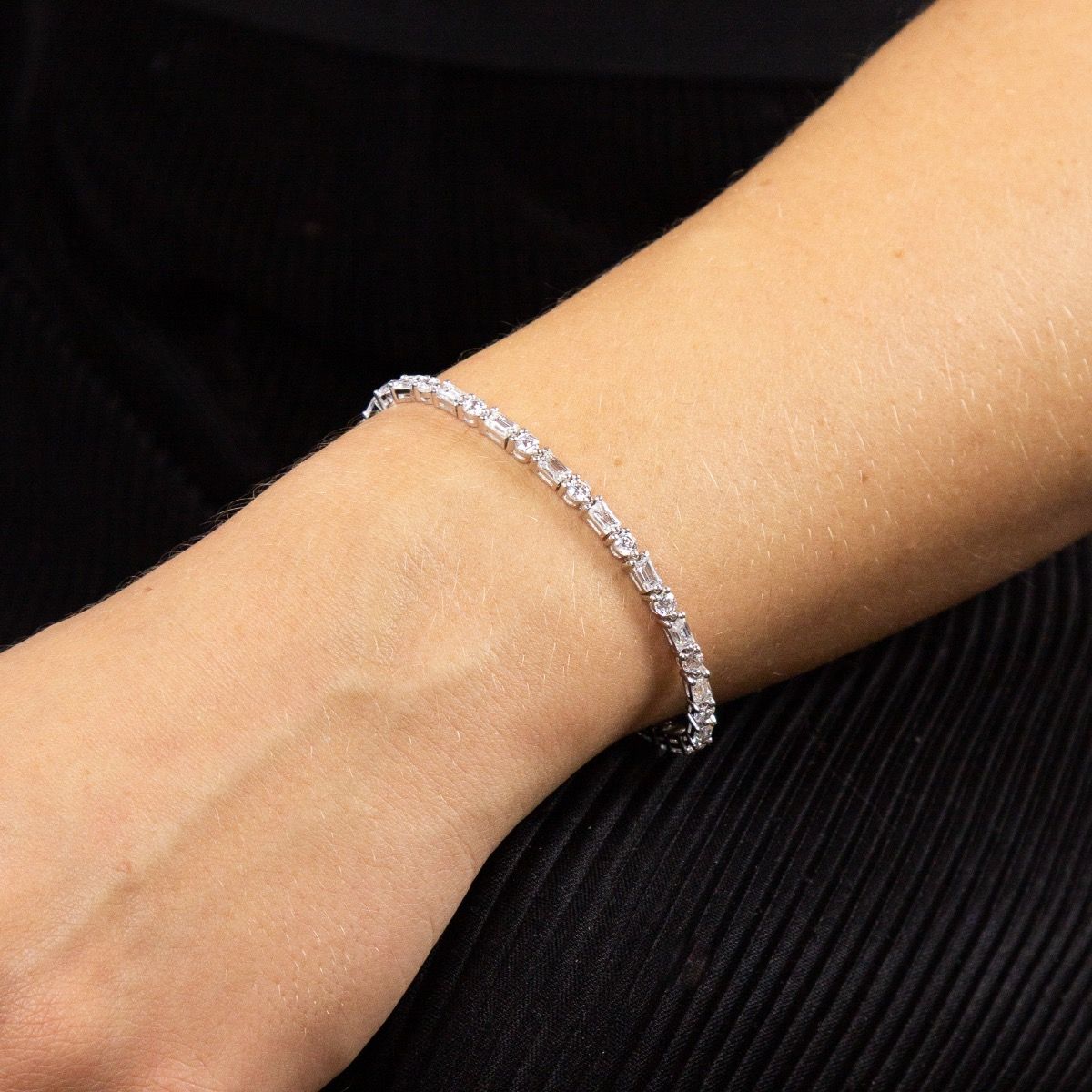 Diamonfire Silver Cubic Zirconia Line Bracelet