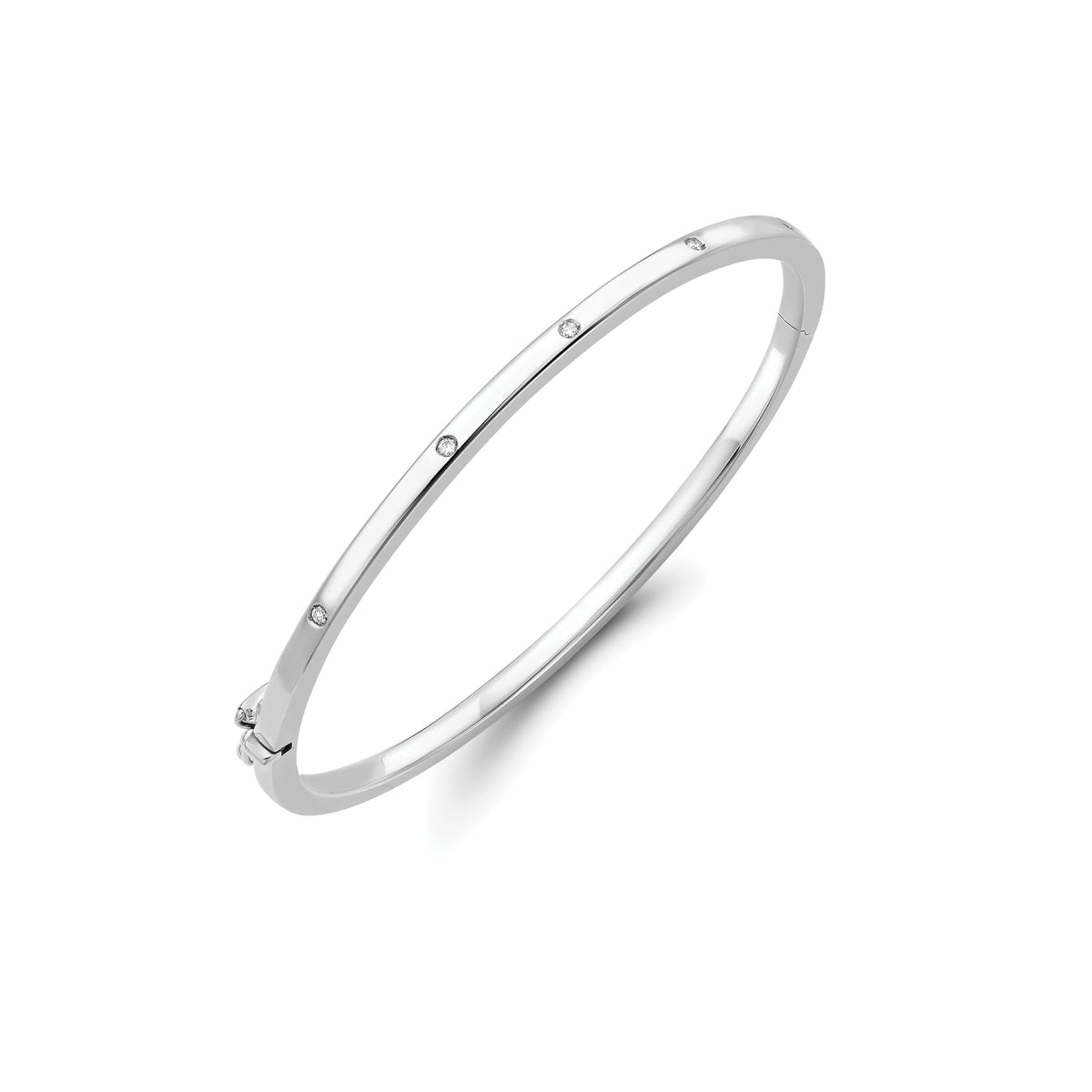 9ct White Gold Diamond Bangle