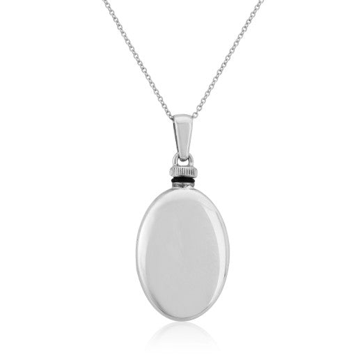 Silver Puff Oval Bottle Pendant Necklace