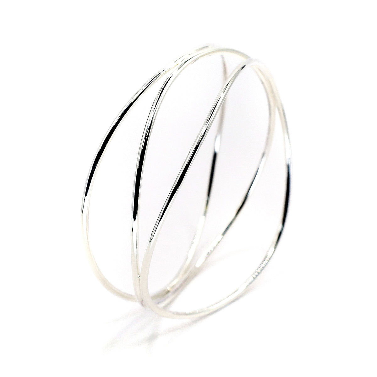 Lumi Sterling Silver Wave Three Row Bangle