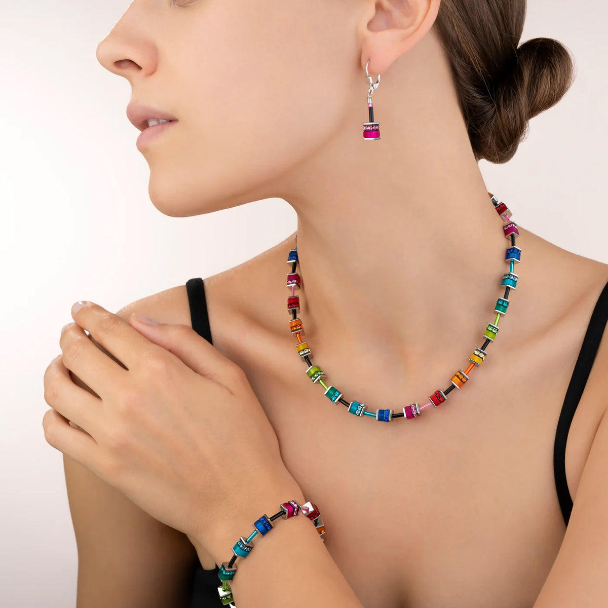 Coeur de Lion GeoCUBE® Classic Polaris & Rhinestone Multicolour Necklace