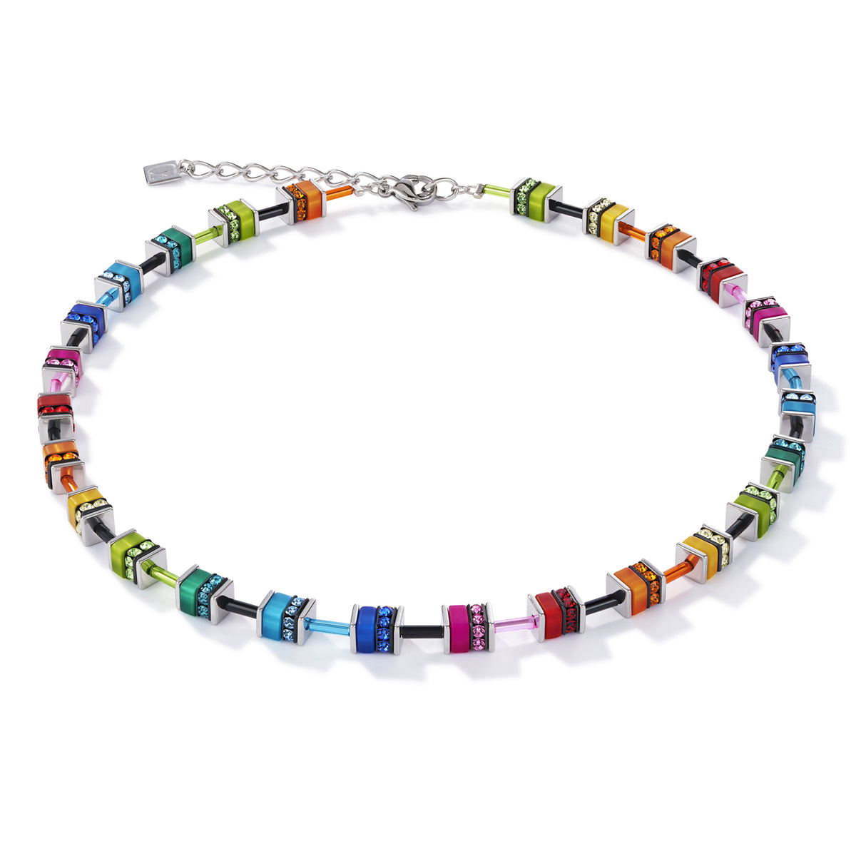 Coeur de Lion GeoCUBE® Classic Polaris & Rhinestone Multicolour Necklace