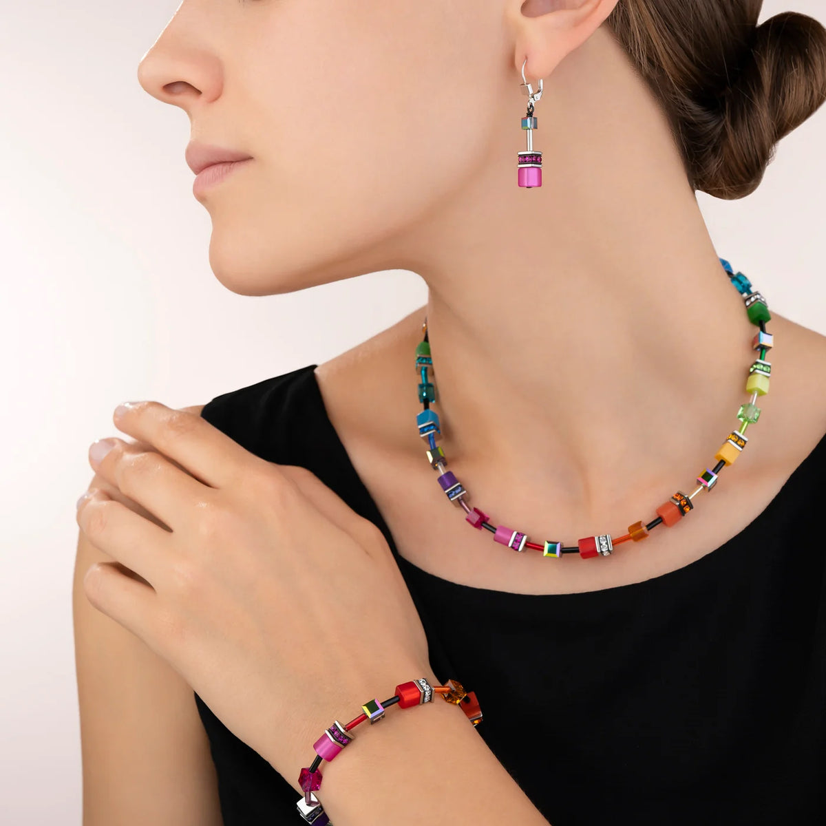 Coeur de Lion GeoCUBE® Multicolour Rainbow Necklace