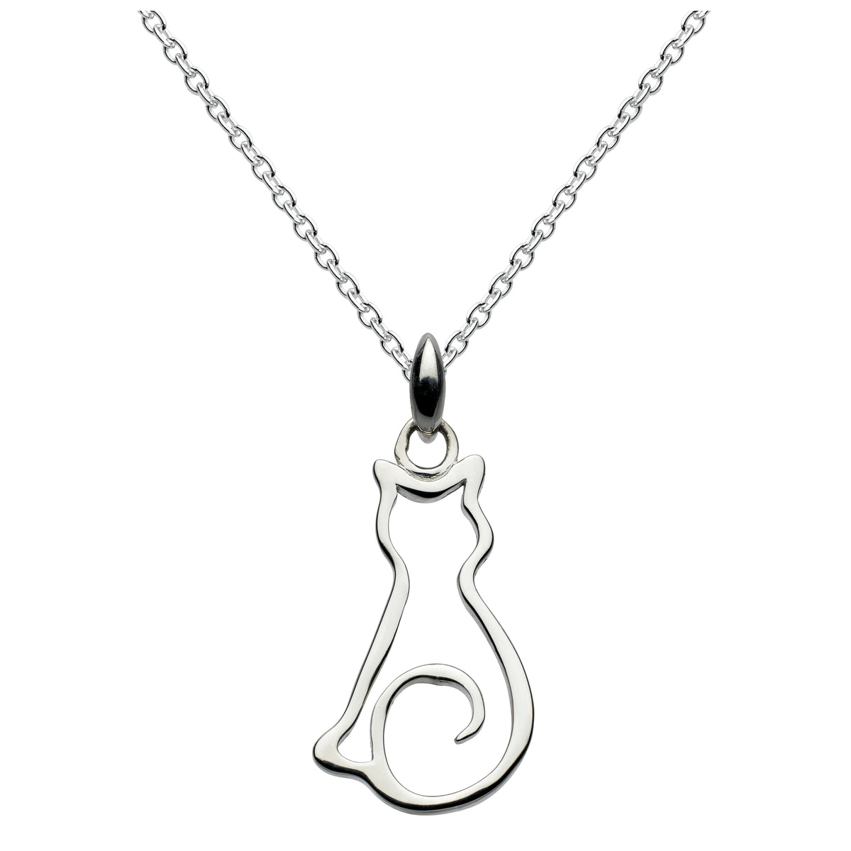 Dew Sterling Silver Cat Pendant & Chain