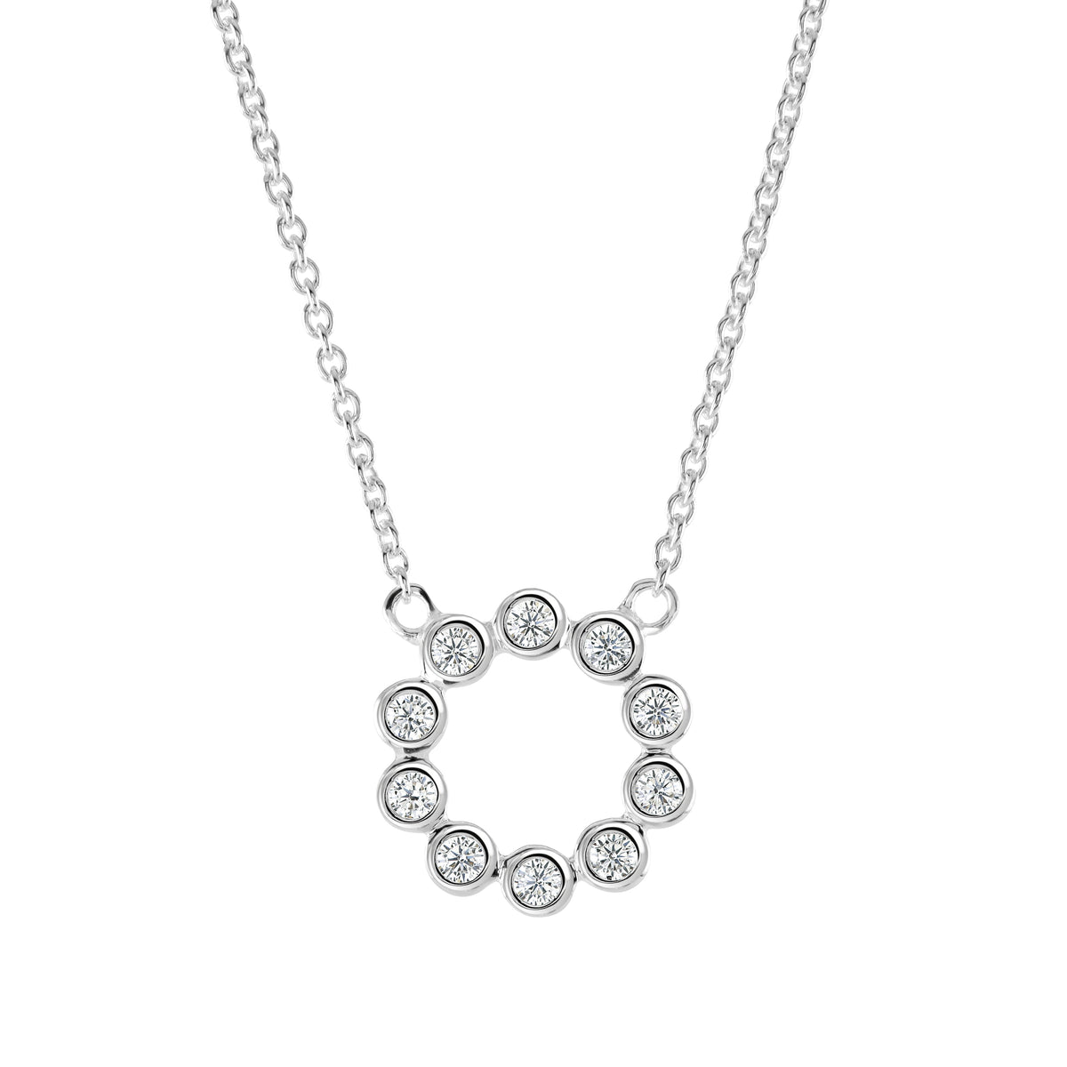 Dew Open Circle Round CZ Necklace