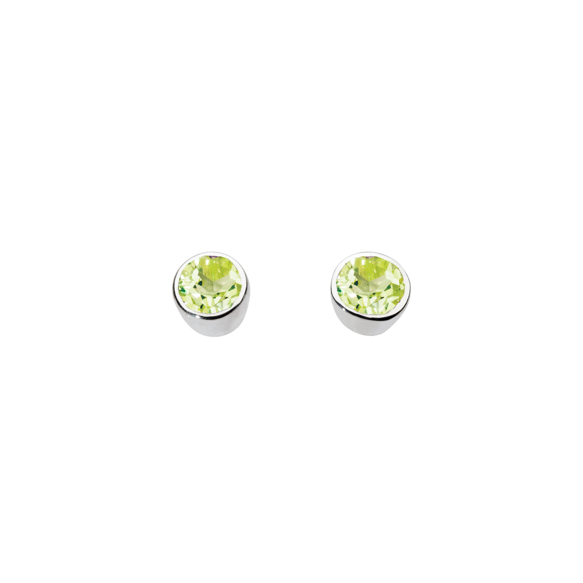 Dew Silver Small Round Peridot Stud Earrings