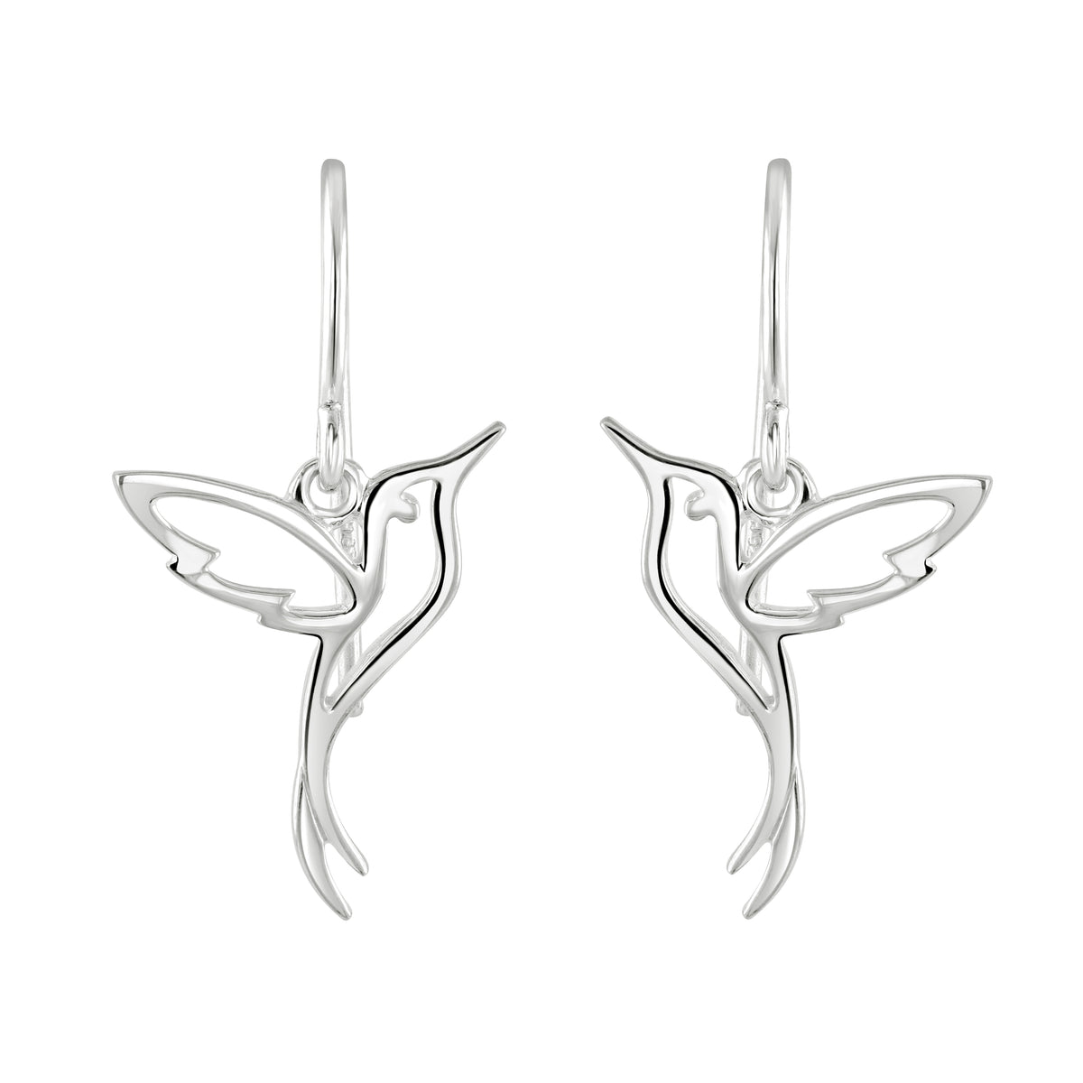 Dew Silver Humming Bird Drop Earrings