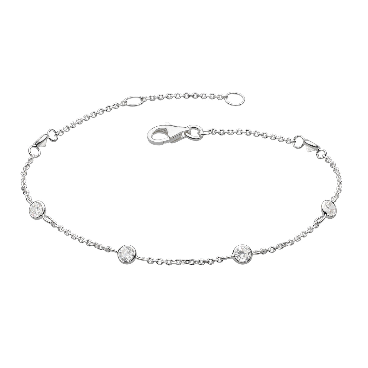 Dew Silver CZ Scattered Chain Bracelet