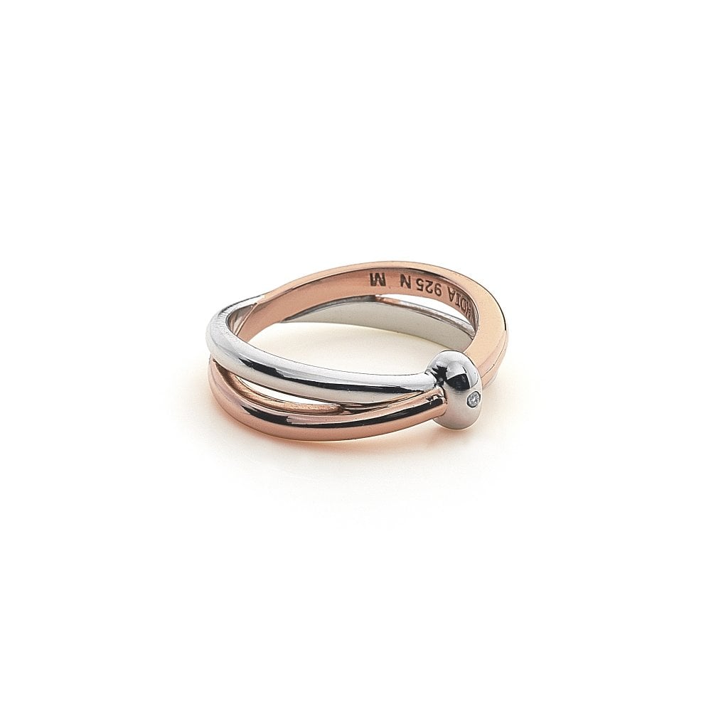 Hot Diamonds Eternity Silver & 18ct Rose Gold Plated Interlocking Ring