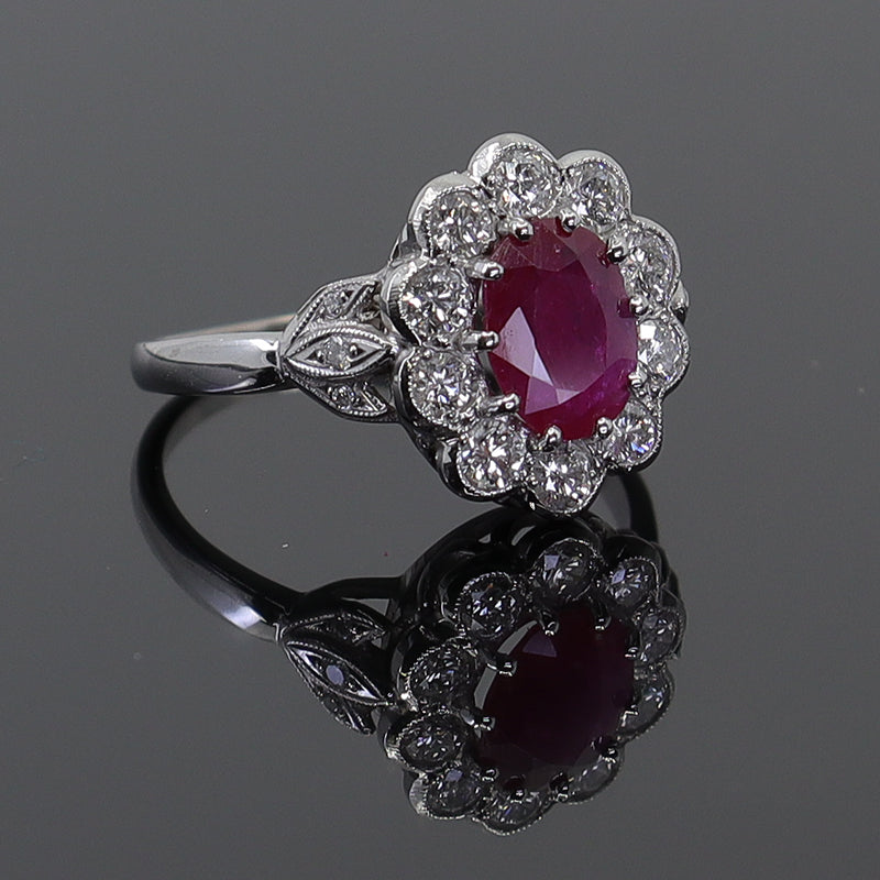 Pre-Owned 18ct White Gold Ruby & Diamond Ring