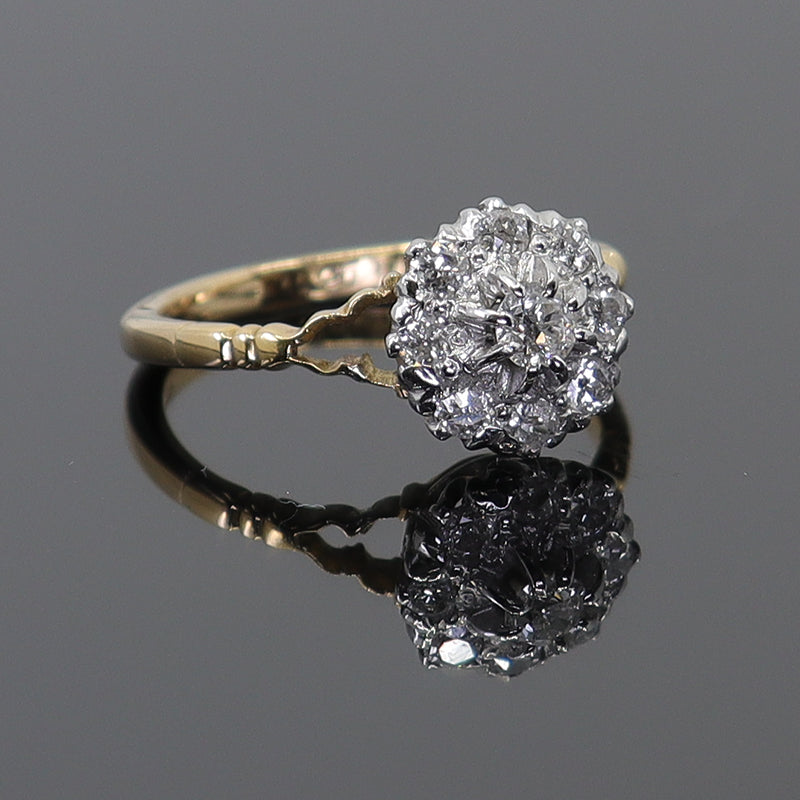 Pre-Owned 14ct Gold & Platinum Diamond Cluster Ring