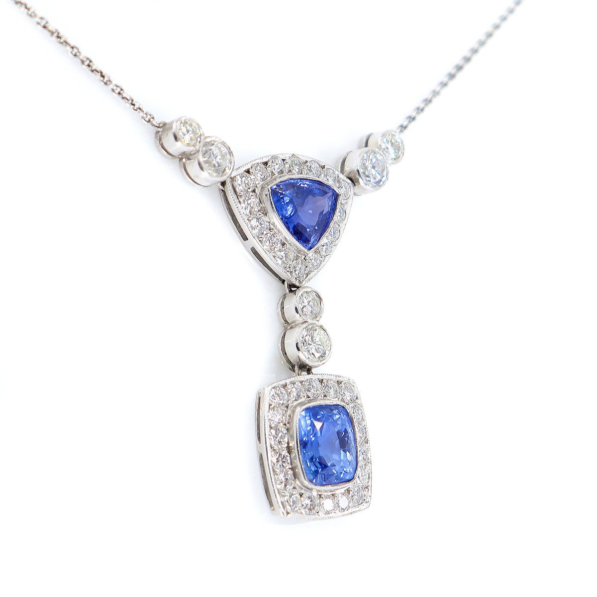 Pre-Owned 14ct White Gold 4.50ct Sapphire & 1.62ct Diamond Pendant