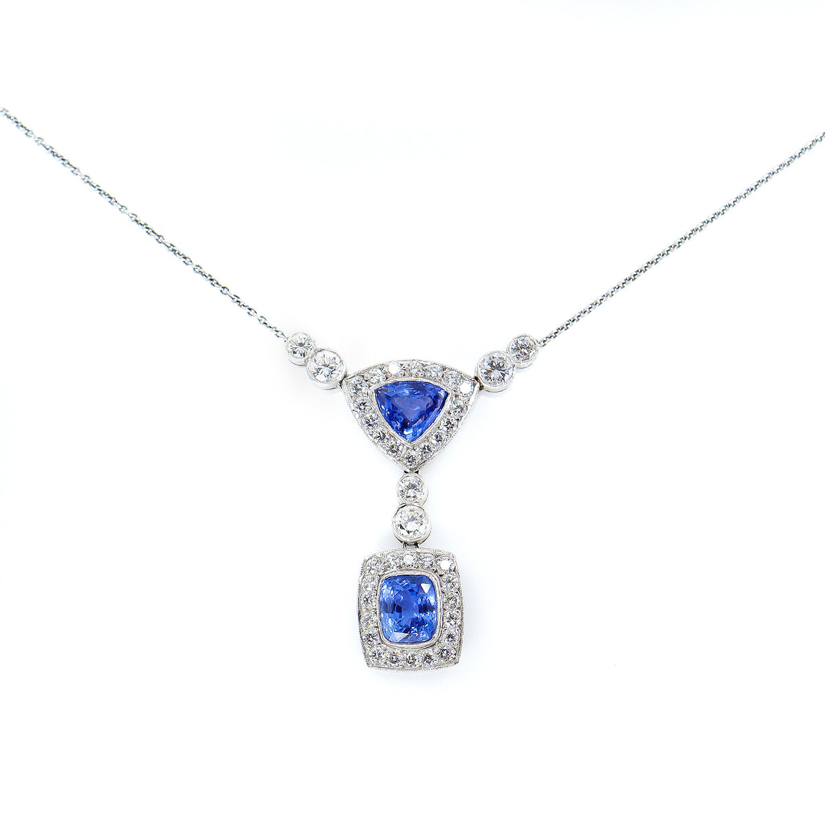 Pre-Owned 14ct White Gold 4.50ct Sapphire & 1.62ct Diamond Pendant