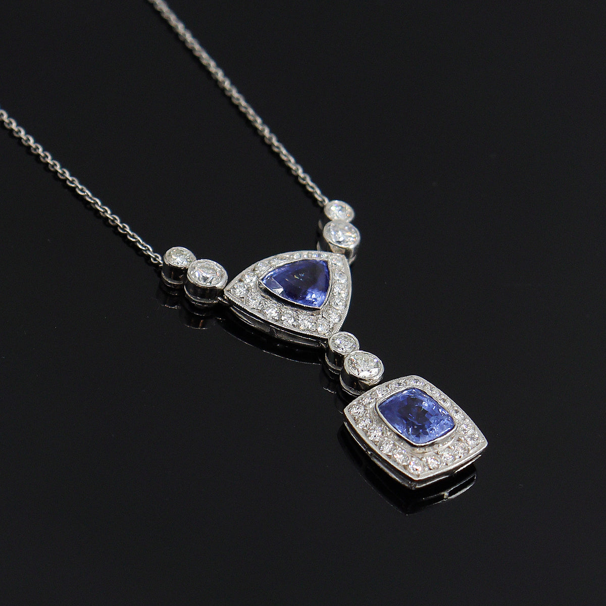 Pre-Owned 14ct White Gold 4.50ct Sapphire & 1.62ct Diamond Pendant