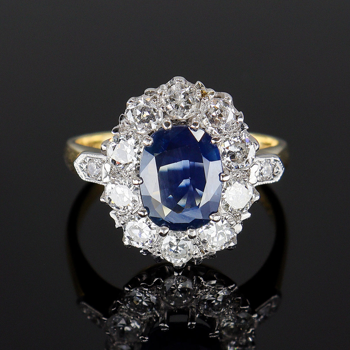 Pre-Owned 18ct Gold Sapphire & Diamond Cluster Ring