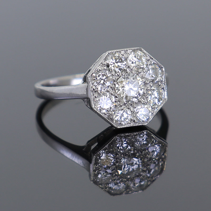 Pre-Owned Platinum Diamond Cluster Ring